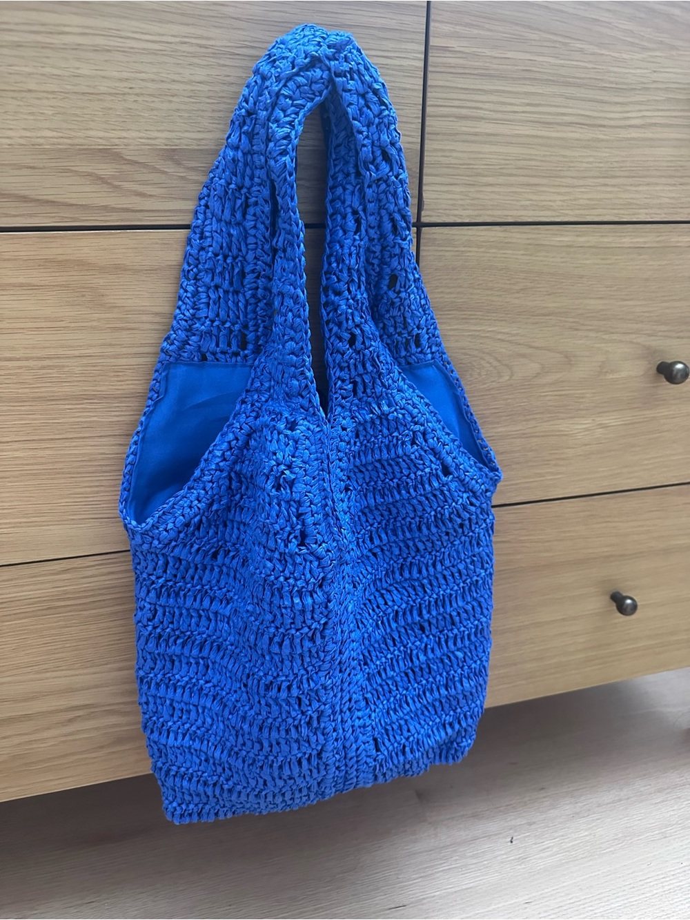 525 America blue paper straw crochet bag